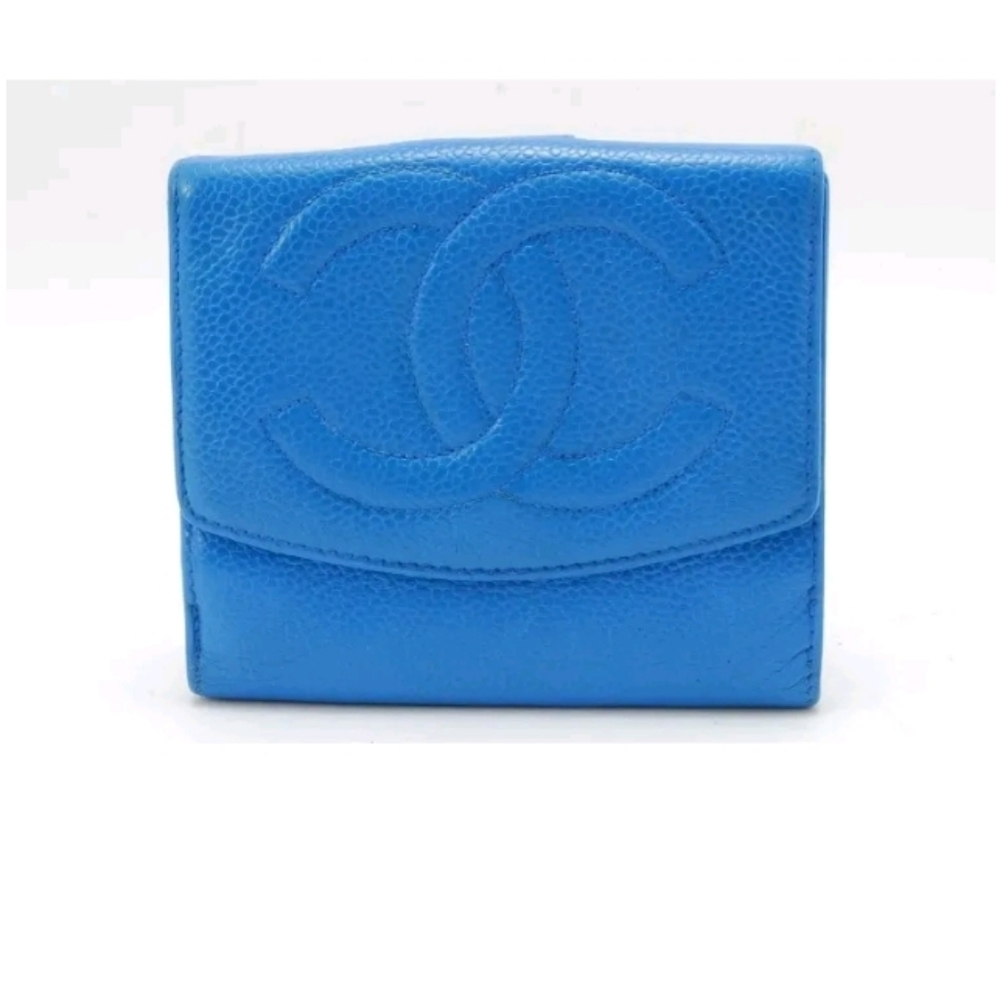Chanel CC Timeless RARE LAGOON BLUE Wallet with custom crystal chain